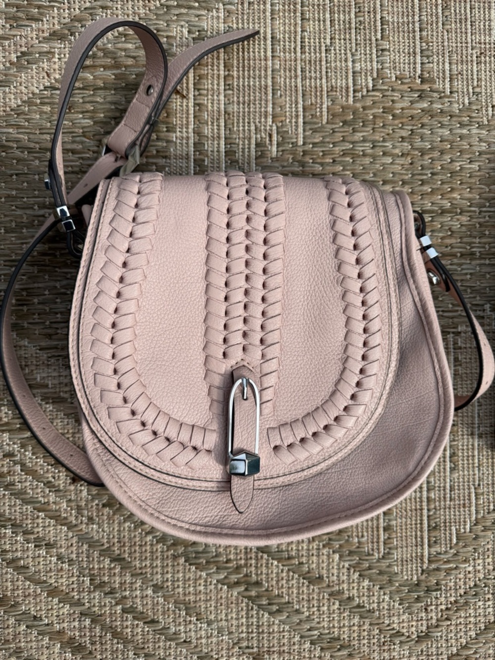 orYANY NWT Blush Pink Braided Leather Saddle Crossbody